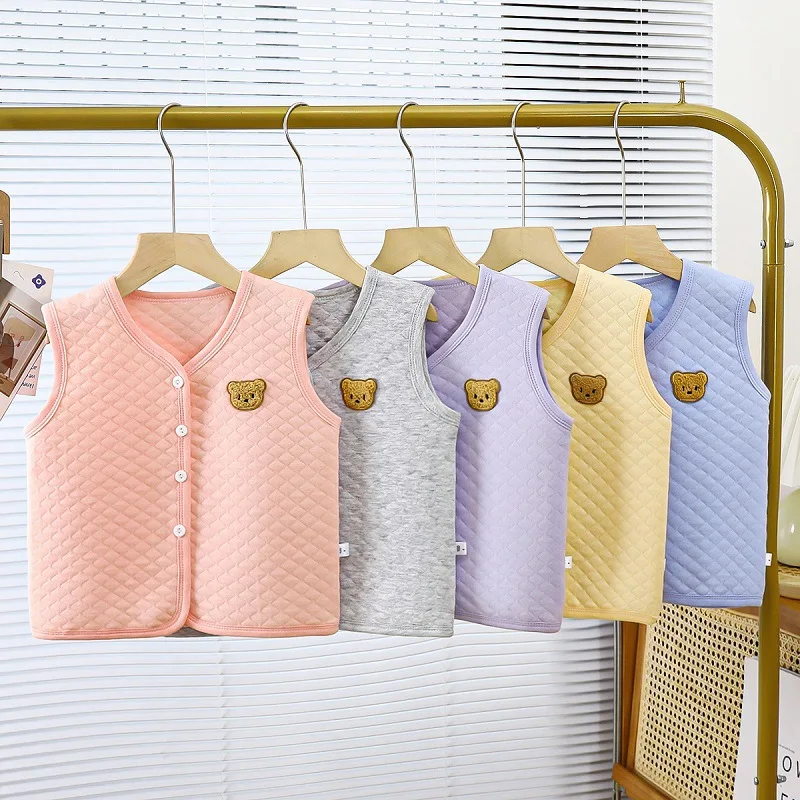 

Cotton Newborn baby Waistcoat Autumn Winter Girls Vest Jacket Warm Soft Children Vest Bear Kids Boys Clothes