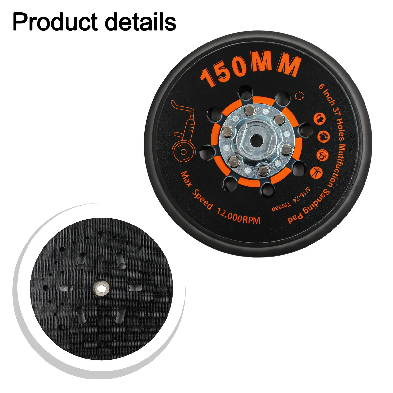 

For DIY Projects Backing Pad 6 Inch Disc Orbital Sander Backing Pad With Holes Accessory Easy Installation Max Speed 120000 RPM