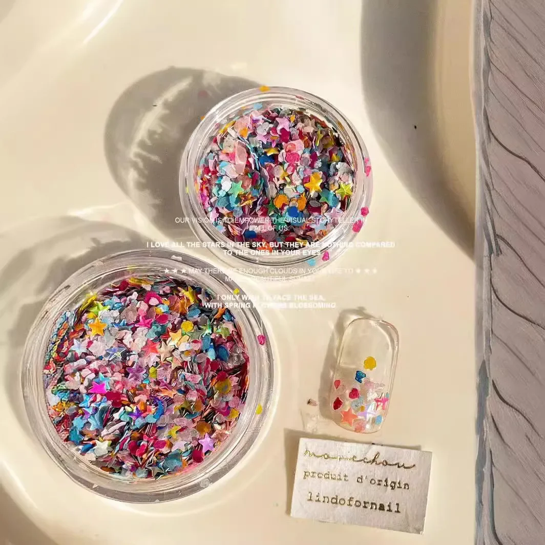 Korean Style Instagram Cartoon Holiday Colorful Glitter Nail Sequins Kawaii 3D Dopamine Energetic Nail Accessories Cute Mini