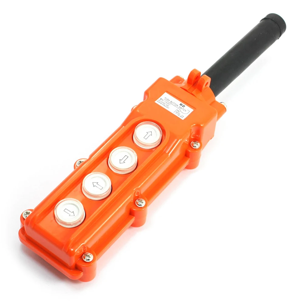 

Weatherproof Push Button Switch 4-Way Hoist Switch Accessory Compact Size Ergonomic Build Momentary Action Buttons