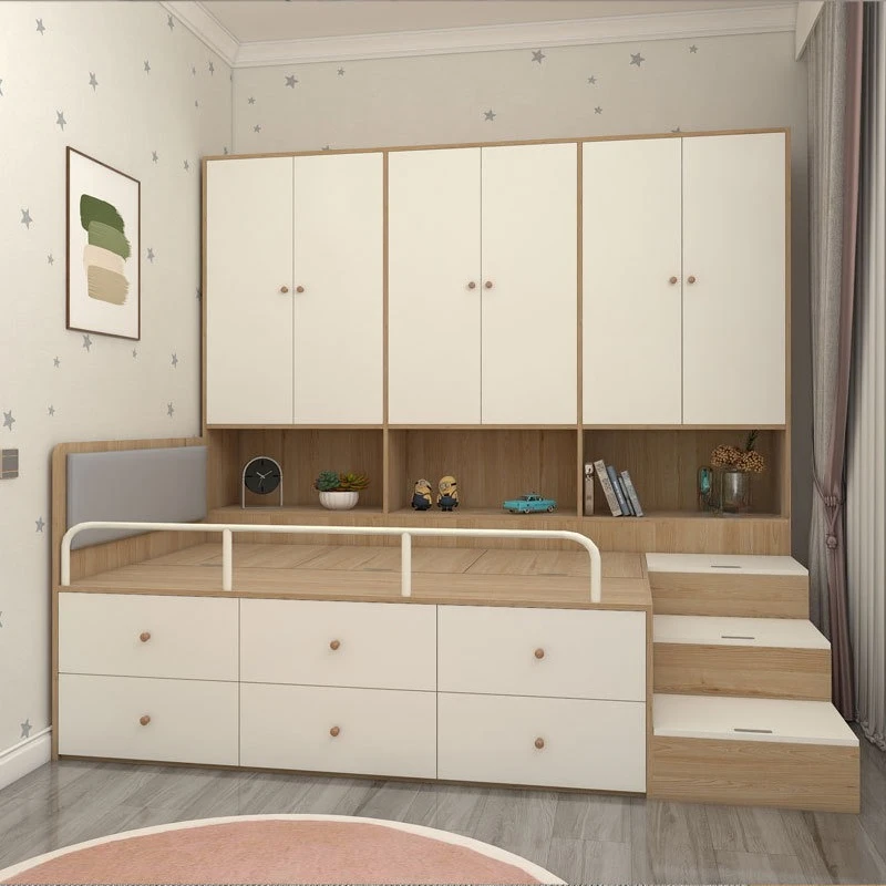 

Tatami bed wardrobe integrated small apartment children's bed cabinet combination multi-functional with storage bookshelf bed