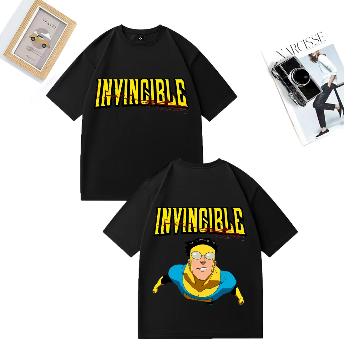 Invincible Mark Superhero T-shirt Men Woman Anime O-Neck Hip Hop streetwear vintage Oversized Cotton short sleeve t-shirts