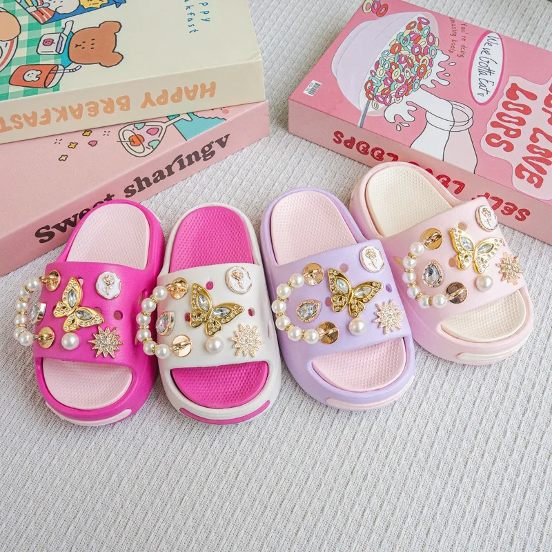 

New EVA Children Girls Slippers Summer Flip-flops Beach Shoes Soft Elastic Slippers Baby Outdoor Sandals Home Bathroom Slipper