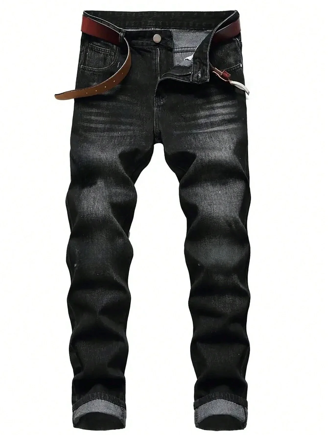 Black Slim Man Jeans Original Unisex Drip Y2k Basic Denim Pants No accessories or belts included