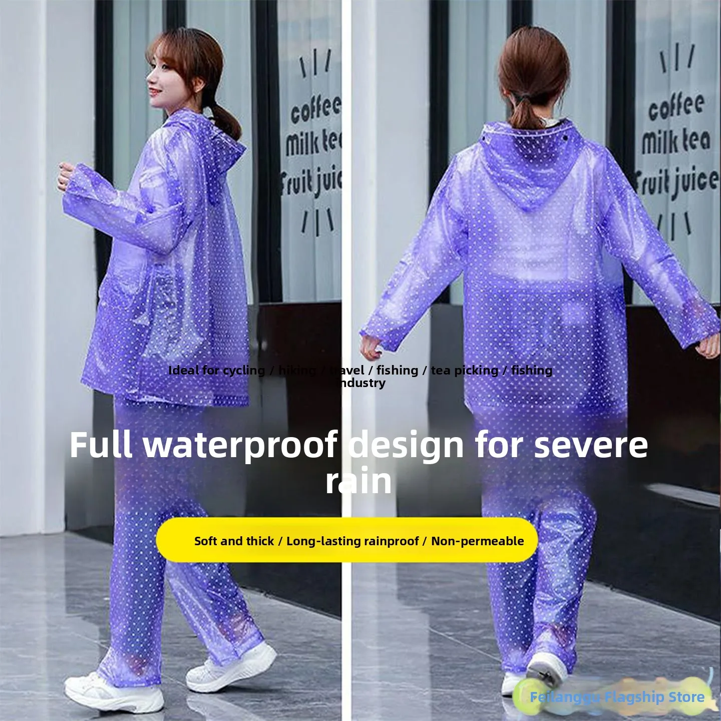 

Women's Raincoat Rainpants Separate Full Body Waterproof Vehicle Rain Pants Adult Waterproof Suit Long Set