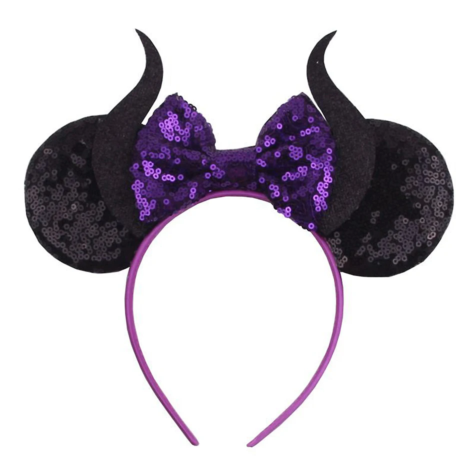 Disney Park Mickey Mouse Ear Headband Amusement Park Hair Hoop Fireworks Sequin Mesh Party Headwear Girl Toy Birthday