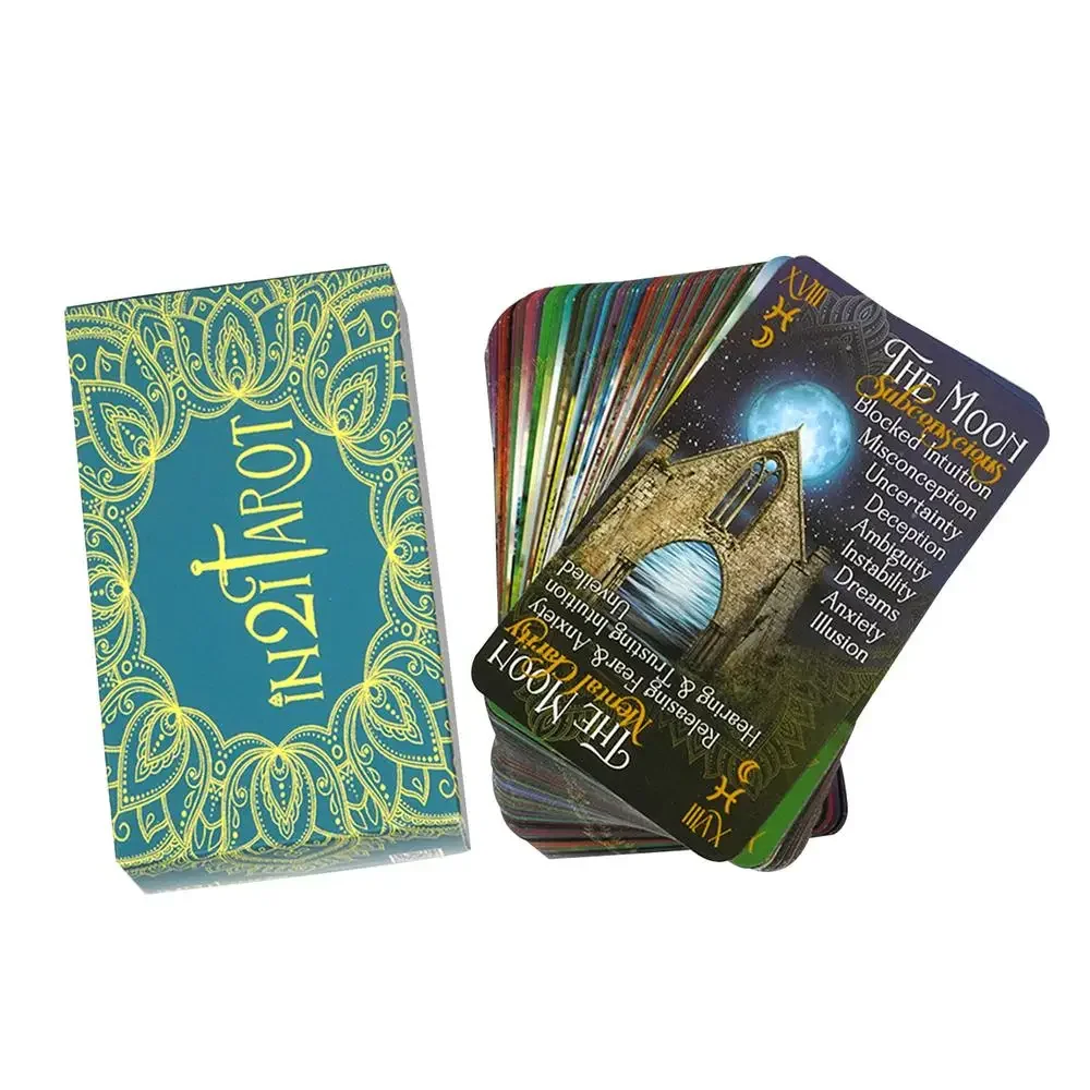 iN2IT Tarot Deck with Keywords A 78 cards English Version Board games Beginners Learning Tarot Deck with Meanings Oracle Cards