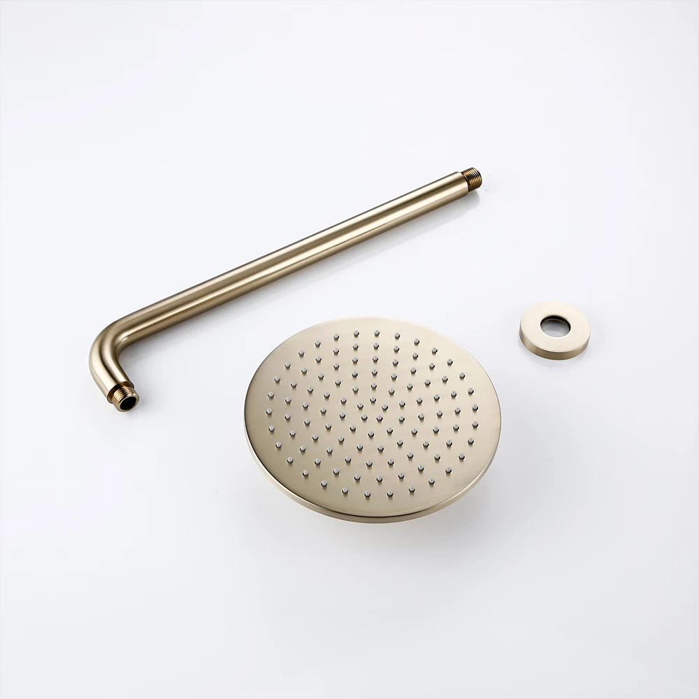 Bath Faucet Brass Diverter Mixer Tap Brushed Gold With RainFall Head And Hand Held 8-12