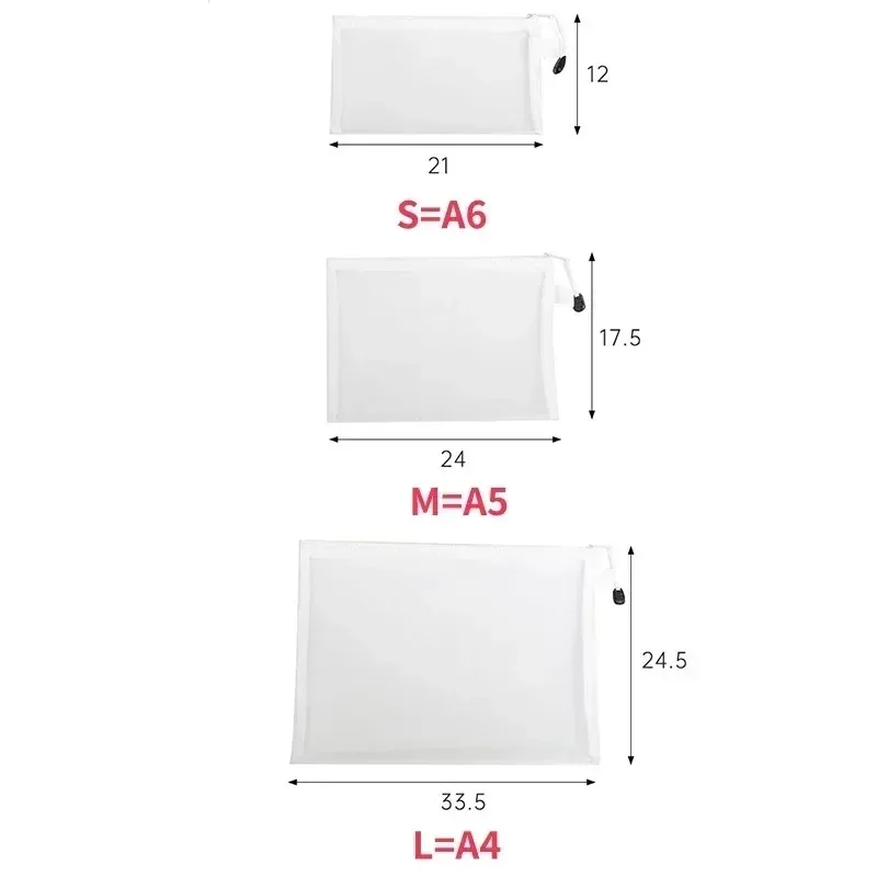 Bolsa de malla con cremallera para estudiantes, bolsa impermeable para archivos con cremallera, bolsa de maquillaje, suministros escolares y de oficina, organizador de almacenamiento varios, 1-3 uds.