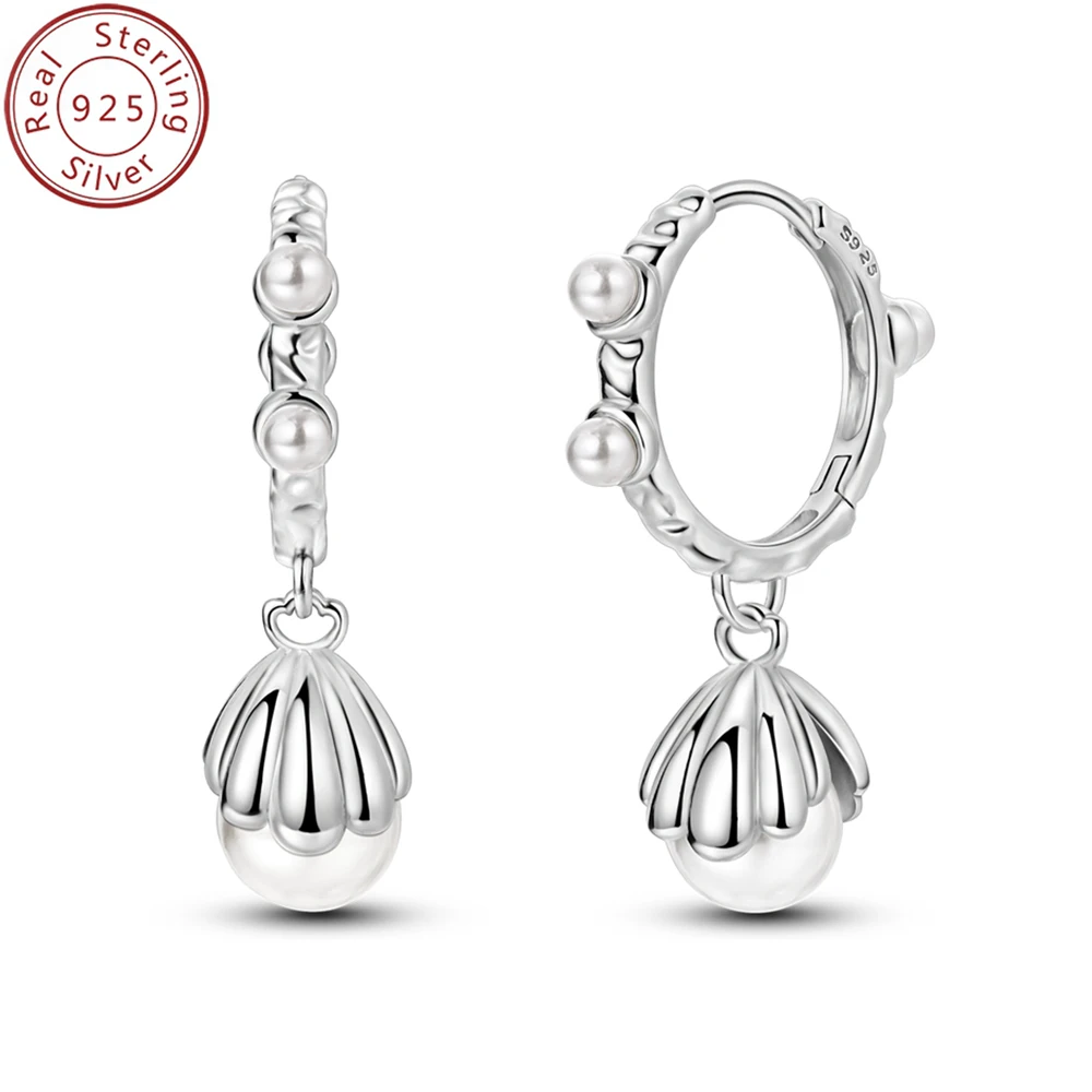 

925 silver white shell pearl earrings and earrings 1 pair for women French romantic and fashionable temperament daily gift givin