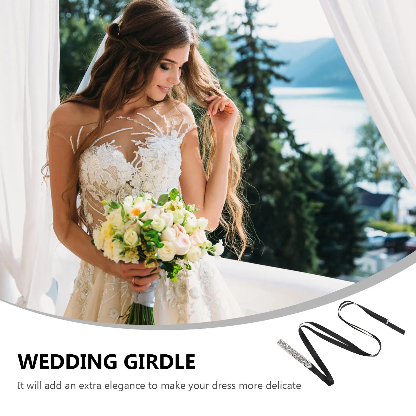 1 قطعة حجر الراين الزخرفية حزام فستان الزفاف حزام خصر الحفلات حساسة مشرقة حزام الإكسسوار #4