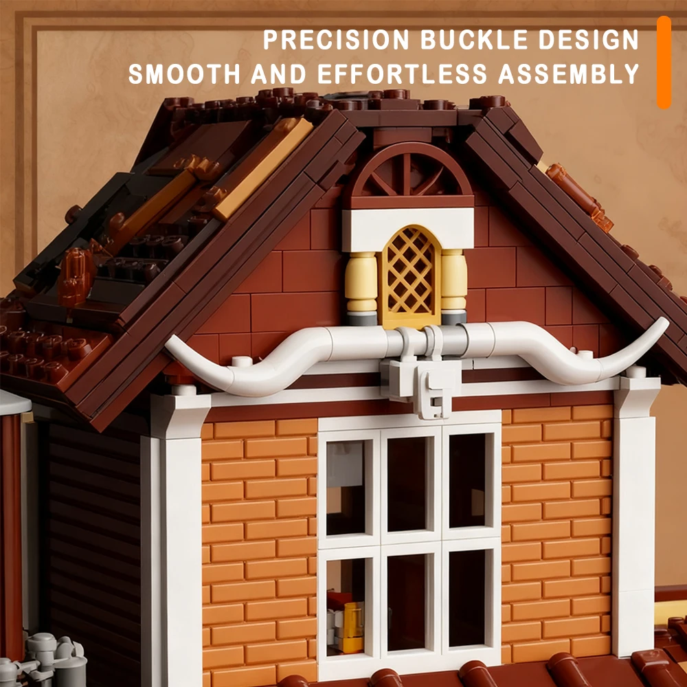 Western Train Station Street View Model Building Blocks City Module Railway Assembly Sets Bricks Toys Christmas Gifts For Kids