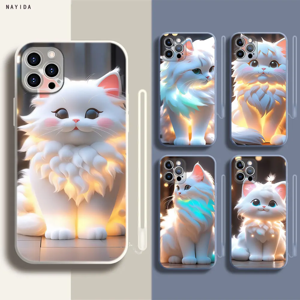 Soft Silicone Phone Case For Apple iPhone 15 14 13 12 11 Pro X XS Max XR Plus Mini Cover Cute Cat