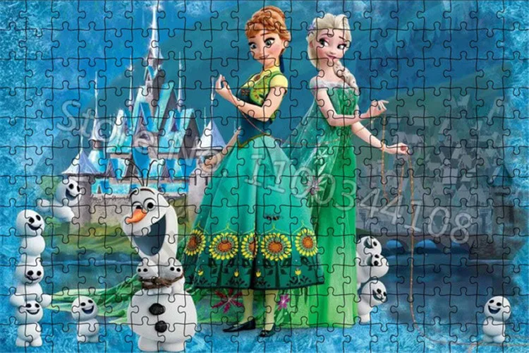 Disney Frozen Jigsaw Puzzles para crianças, Anna, Elsa, Papel, DIY, brinquedos educacionais, intelectuais, presentes engraçados, 300 pcs, 500 pcs,