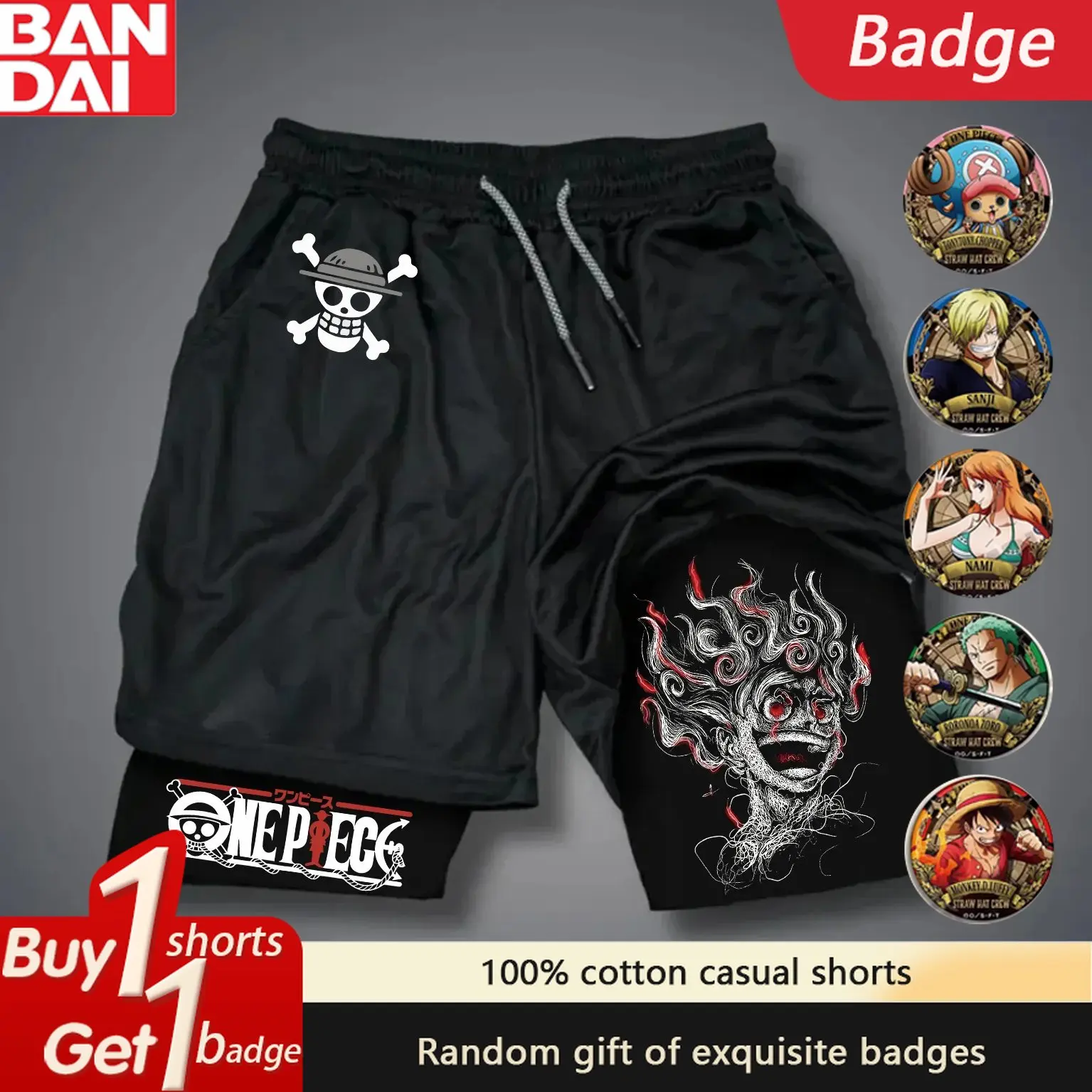 

Official One Piece 2025 Double Layer Y2K Shorts - Unisex Streetwear with Breathable Fabric & Loose Fit for Anime Fans