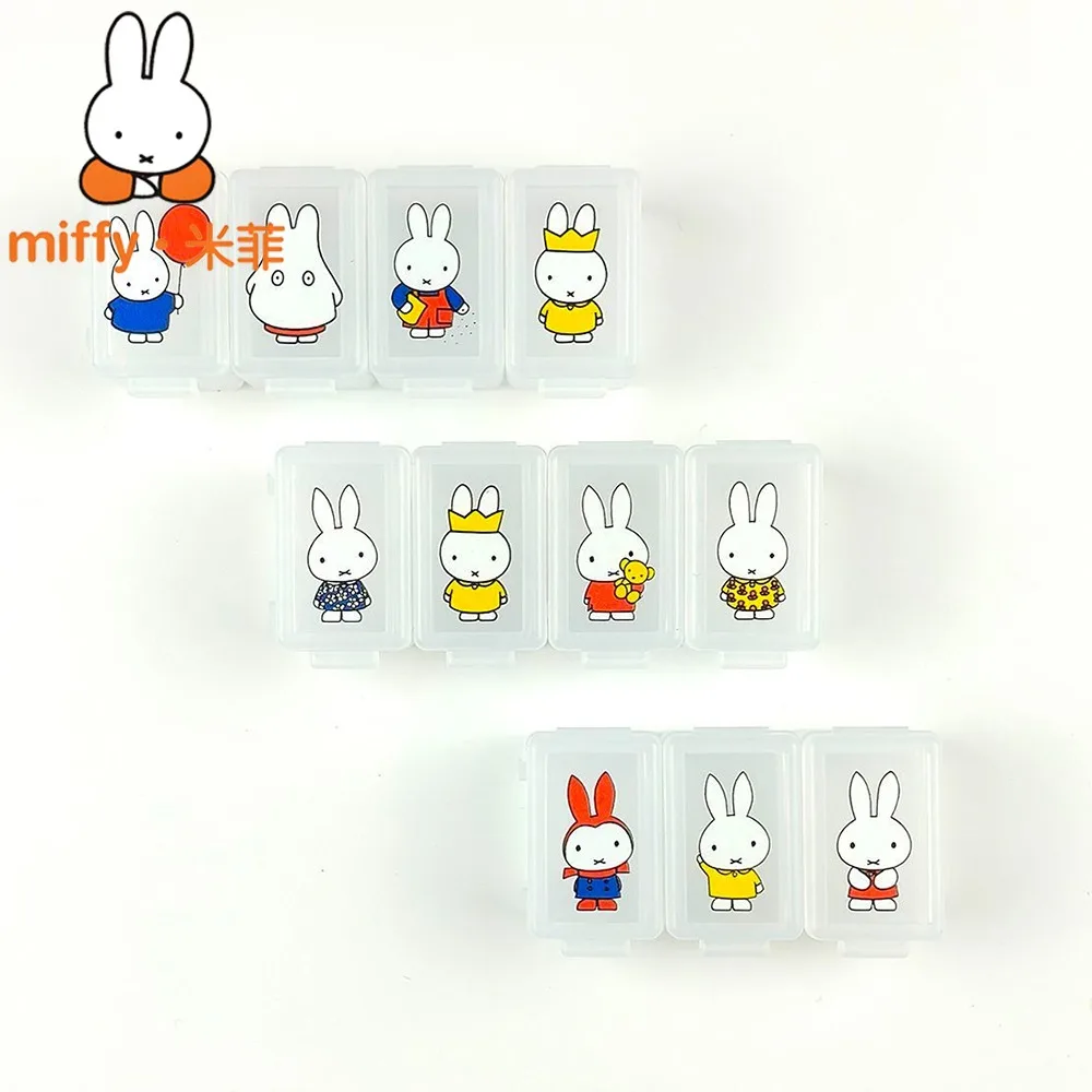 Cute Miffy Rabbit Pill Box Cartoon Portable Medicine Organizer Mini Case for Pill Earring Small Jewelry Lightweight Accessory