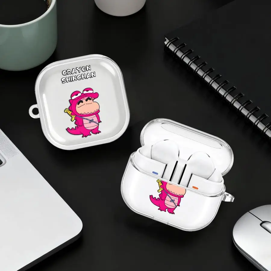 C-Crayons S-Shin-Chans Case For Samsung Galaxy Buds 4Pro 2Pro 3 FE 3Pro 2 Live 4 Pro Clear Earphone Cases Cover With Hook