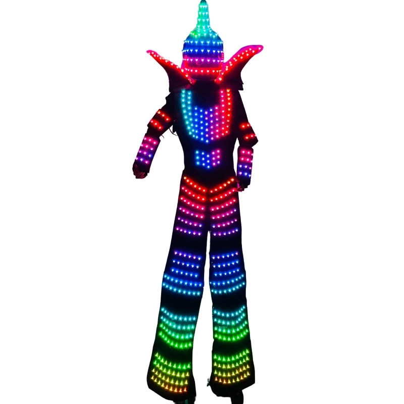 

New LED Full Color Digital Robot Costume Stilt Walker Robot Pixel Dress Suit Stage Performance Clothing Celebration Party Show