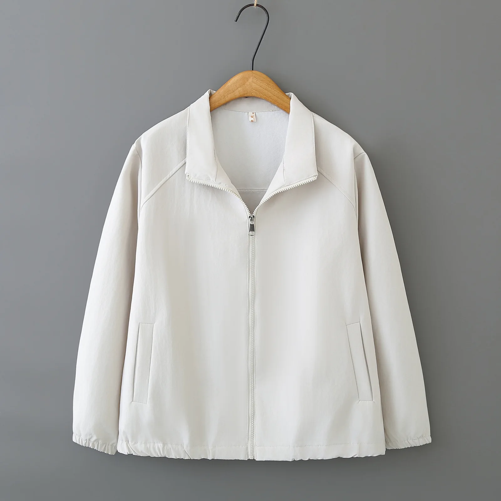 

Women Plus Size Solid Color Stand Collar Coat 2026 Spring Simple Long Sleeve Jacket Casual Outerwear 2602