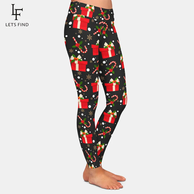 LETSFIND 2020 New 3D Christmas Elements  Digital Print Full Leggings High Waist Soft Slim Women Fitness Leggings