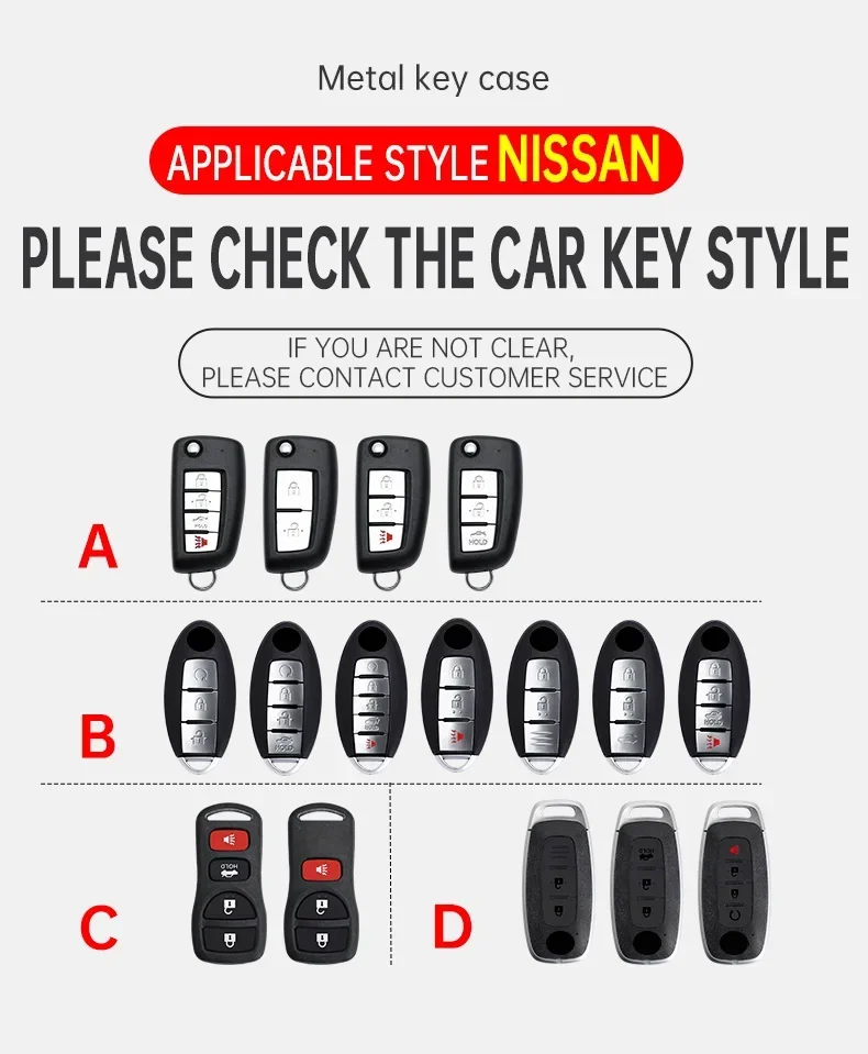 Zinc Alloy Car Key Case Cover Shell Fob For Nissan Qashqai J11 X-trail Murano Maxima Tiida Altima Quest Juke Geniss Keychain