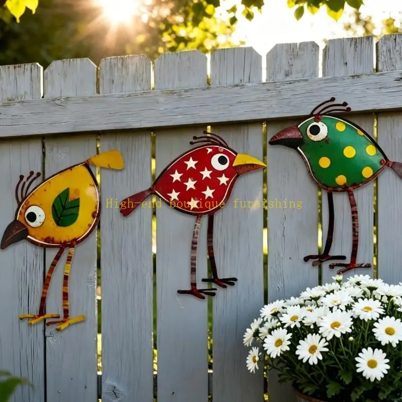 L9NB 3pcs Garden Bird Stakes Bird Art Silhouettes for Flower Rows and Pots