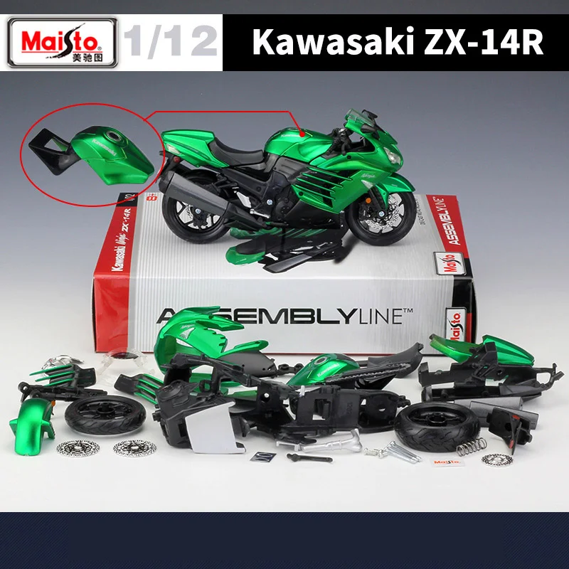 كاواساكي ZX-14R سبيكة سباق نموذج للدراجات النارية ، نسخة الجمعية ، 1:12 ، شارع Diecast ، محاكاة ، هدايا الاطفال