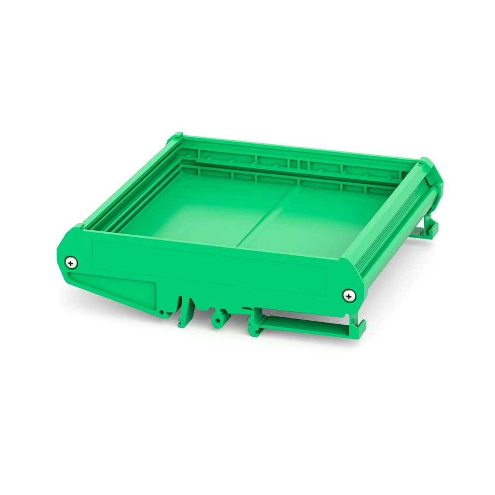 108mm-wide, double-layer, customizable PCB frame bracket housing with plastic casing and base, compatible with DIN rails
