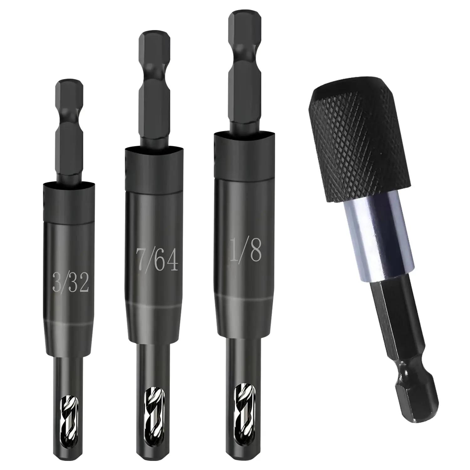 

Self Centering Drill Bit Set 3/32", 7/64", 1/8" Hinge Drill Bit 1/4“ Hex Shank Center Finding Drill Bit Woodworking Hole Puncher