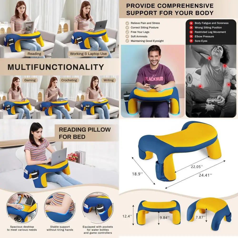 

Портативный стол из пены с эффектом памяти для чтения, игр и ноутбука — желтый