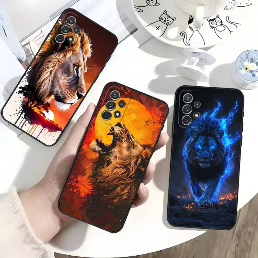 

African Lion Phone Case For Samsung S25,S24,S21,S22,S23,S30,Ultra,S20,Plus,Fe,Lite,Note,10 Black Soft Shell
