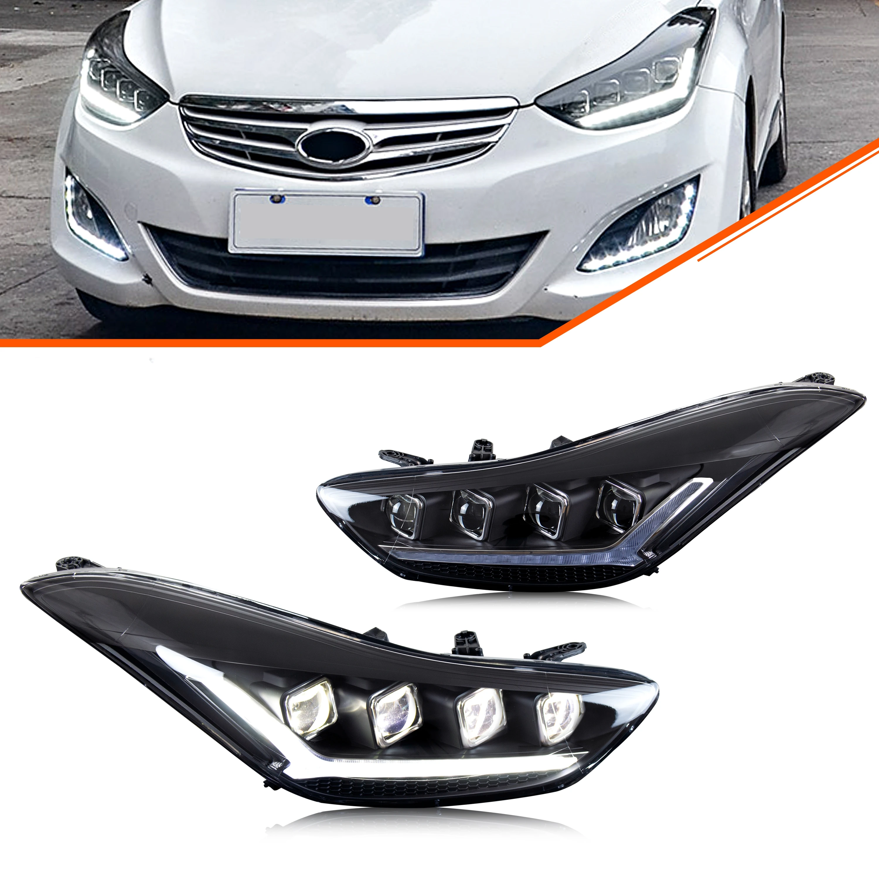 

Светодиодные фары для Hyundai Elantra 2011-2015 Sedan GLS SE Sport DRL проектор последовательный указатель поворота передние лампы в сборе