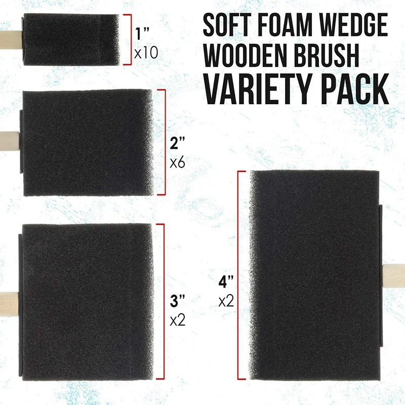 HOT-20 Pcs Foam Sponge Wooden Handle Paint Brush Set-Lightweight, Durable, Very Suitable For Acrylic