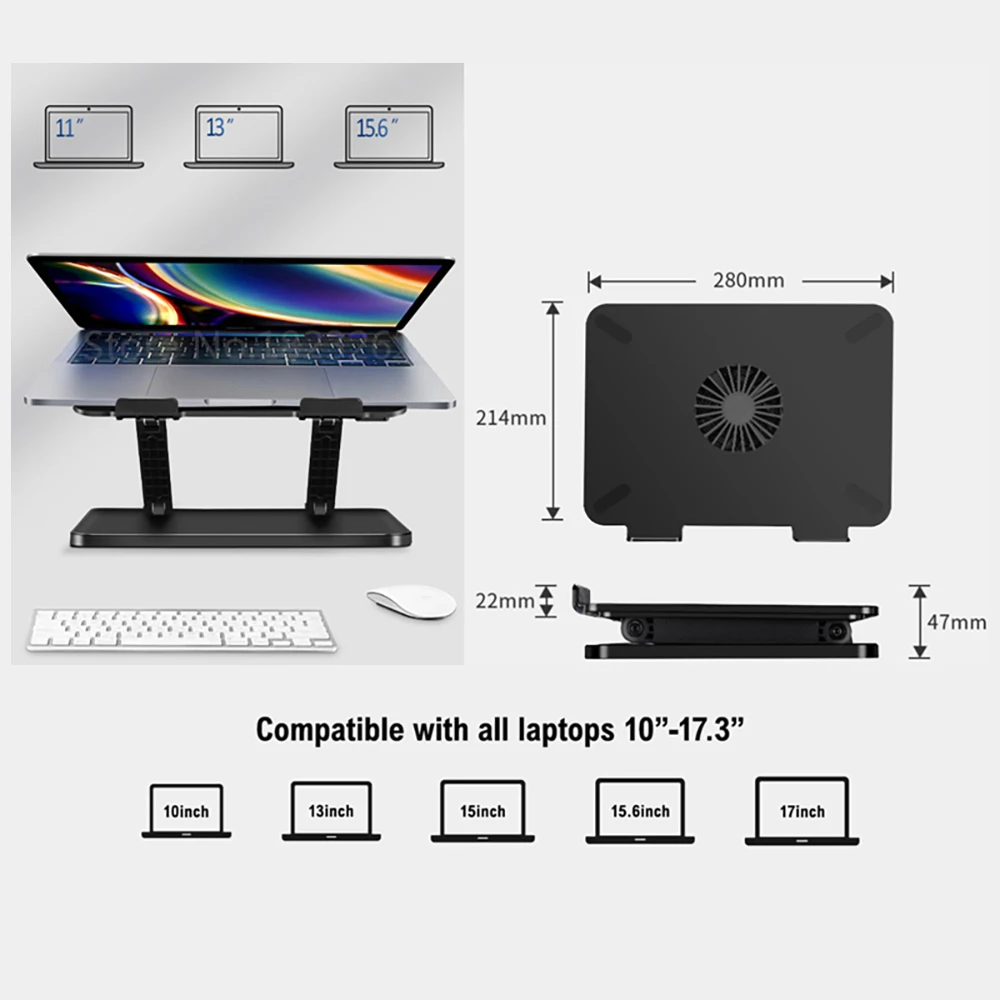 Imagem -06 - Usb Docking Station Laptop Stand com Ventilador de Refrigeração Ajustável Usb3.0 Hub Suporte para pc Portátil para Macbook Ipad Tablet Holder