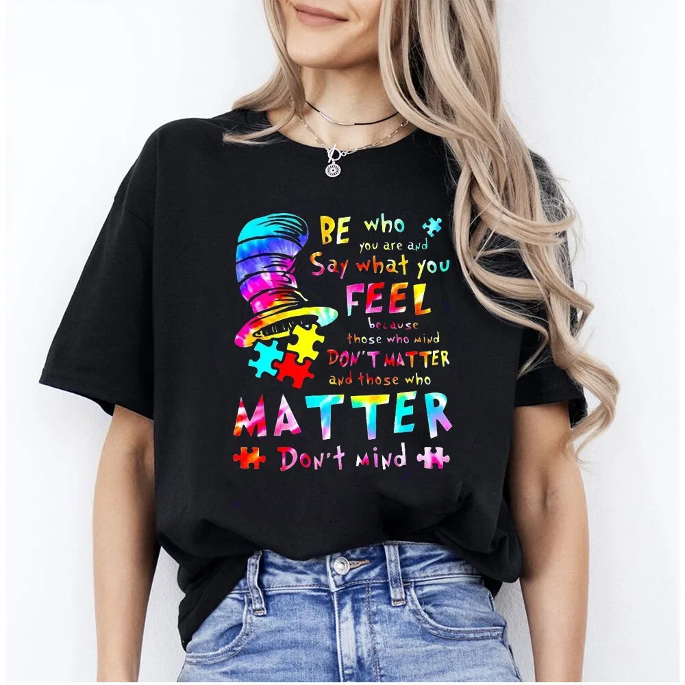 2024 Colorful Letter Graphic Short Sleeved Cotton T-shirts Loose Crew Neck Active Comfort Tops Women's Tee Female Clothes