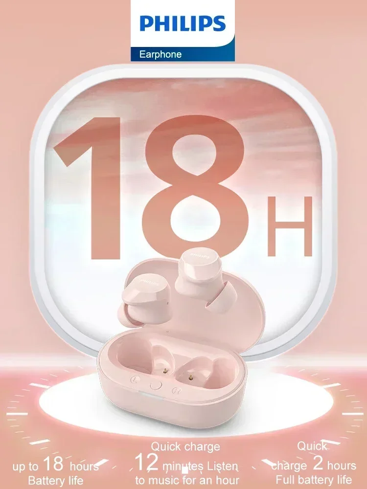 ใหม่ Philips TAT1209 หูฟังไร้สายบลูทูธ 5.3 หูฟังกีฬาชุดหูฟังชนิดใส่ในหูพร้อมไมโครโฟน Dual HD หูฟัง