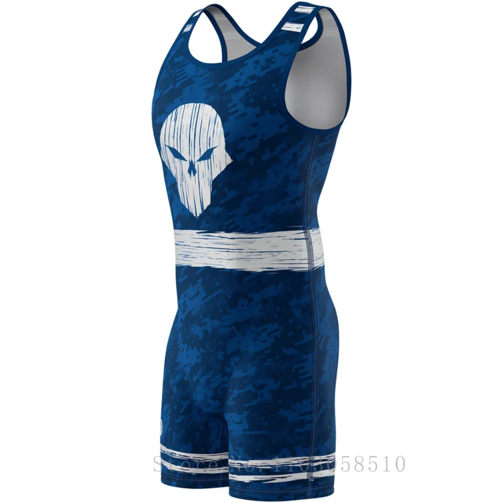 WrestlingMart Men Wrestling Singlets Suit One Piece Bodysuit Pro Coverall Training Competition Freestyle GYM Wrestling Skinsuit