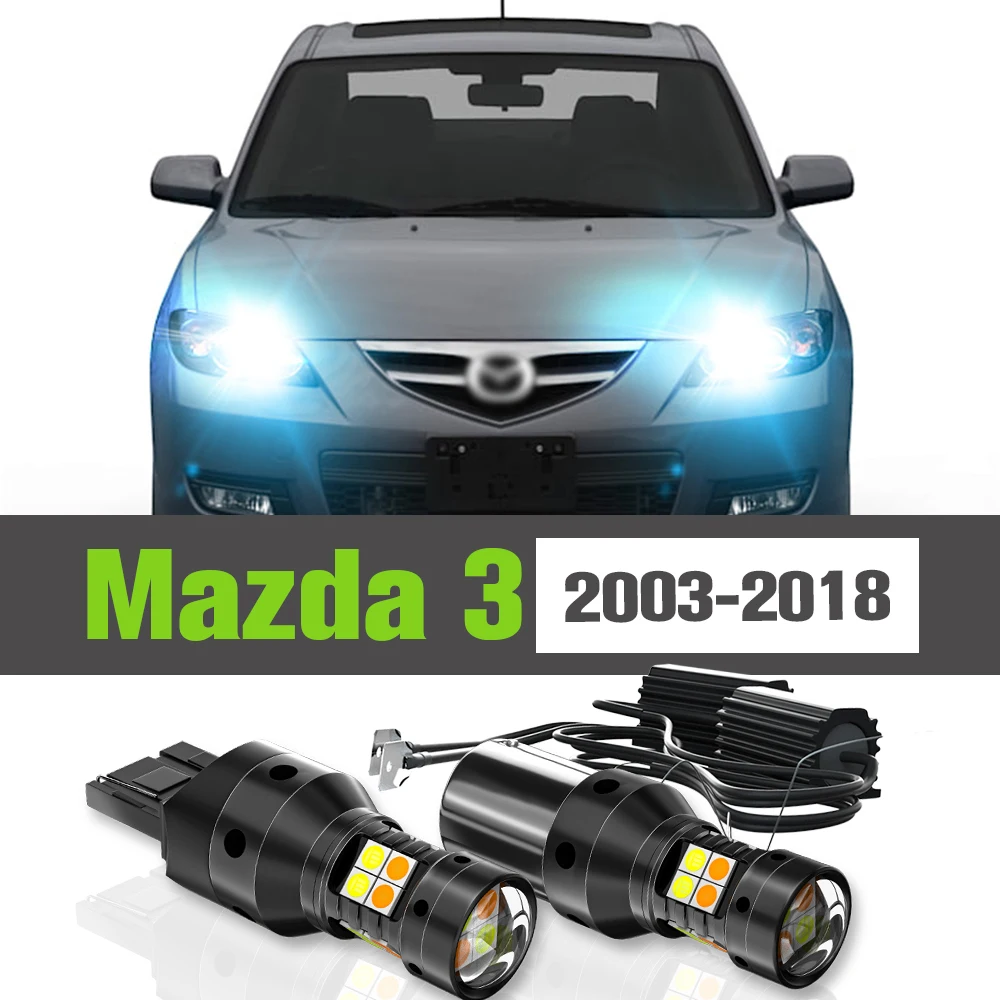 

2x LED Dual Mode Turn Signal+Daytime Running Light DRL Accessories Lamp For Mazda 3 BK BL BM BN 2003-2018 2009 2010 2011 2012