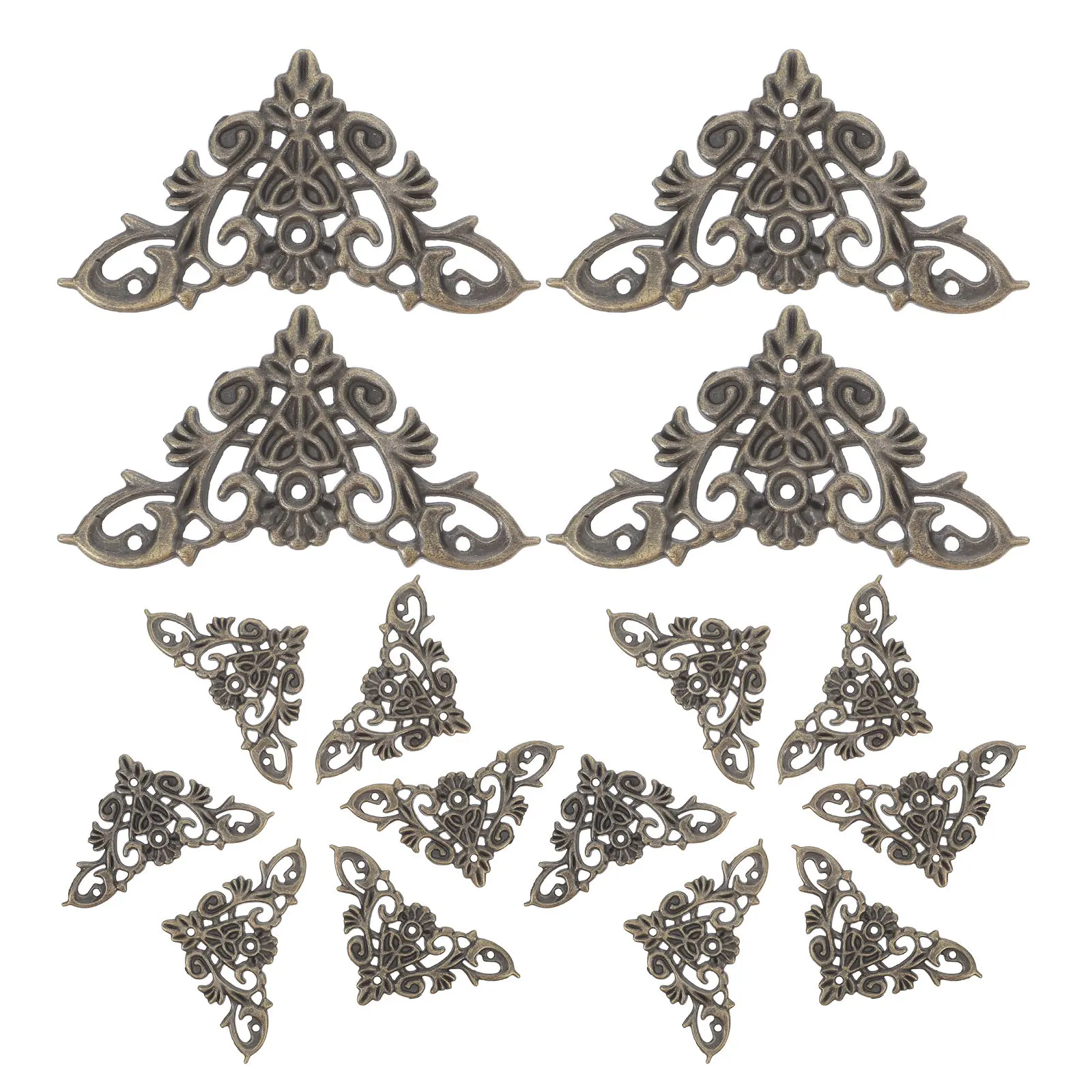 20Pcs Metal Box Corner Protectors Decorative Edge Guards Vintage Cabinet Corner Guards for Jewelry Boxes Albums Furniture Light