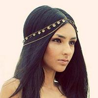 Bohemian Coins Tassel Head Chain Headpieces Sequins Round Drop Hair Band Tribal Headpiece Head Chains Wedding Hairstyles Chain