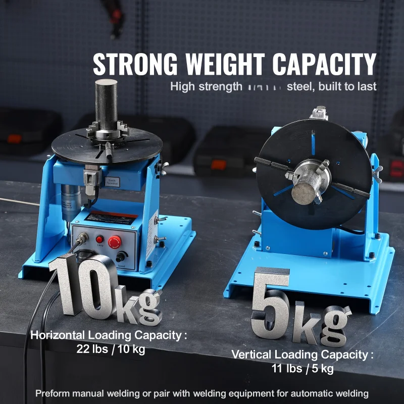 Rotary Welding Positioner 22.05Pound，0-90° Turntable，Equipped 8.1 Inch 3Claw Clamp，1-12 RPM，20W Portable Welding，Su