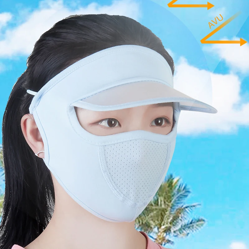New Women Summer Sun Hat With Mesh Breathable Silk Mask Outdoor Worker Anti-UV Full Face Cover Sunscreen Sunshade Cycling Cap