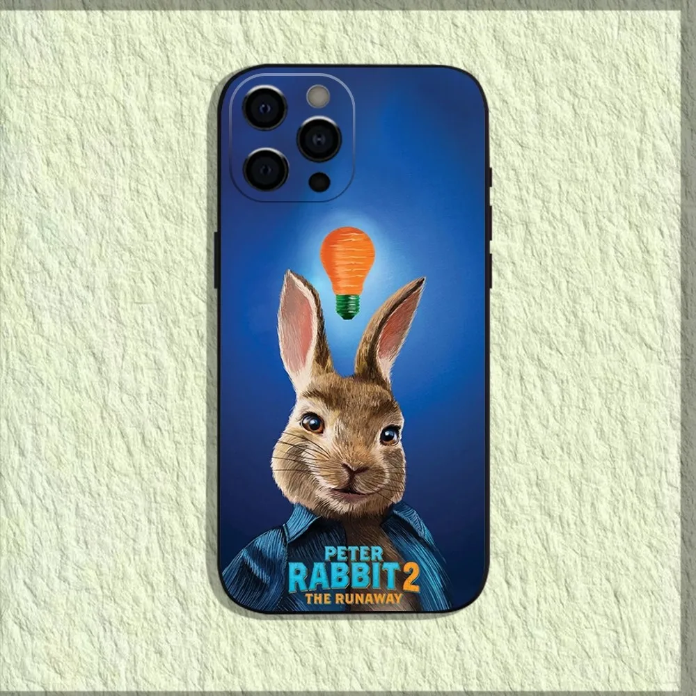 Movie Cute P-Peter Rabbit Phone Case For iPhone 16,15,14,13,12,11,Pro,X,XS,Max,XR,Plus,Mini Soft Black Cover