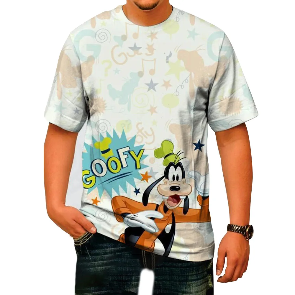 Disney Goofy Men\'s Short Sleeve T-shirt Leisure Style 3d Print T-shirt Summer Goofy Women Street T-shirt Muscle Mickey