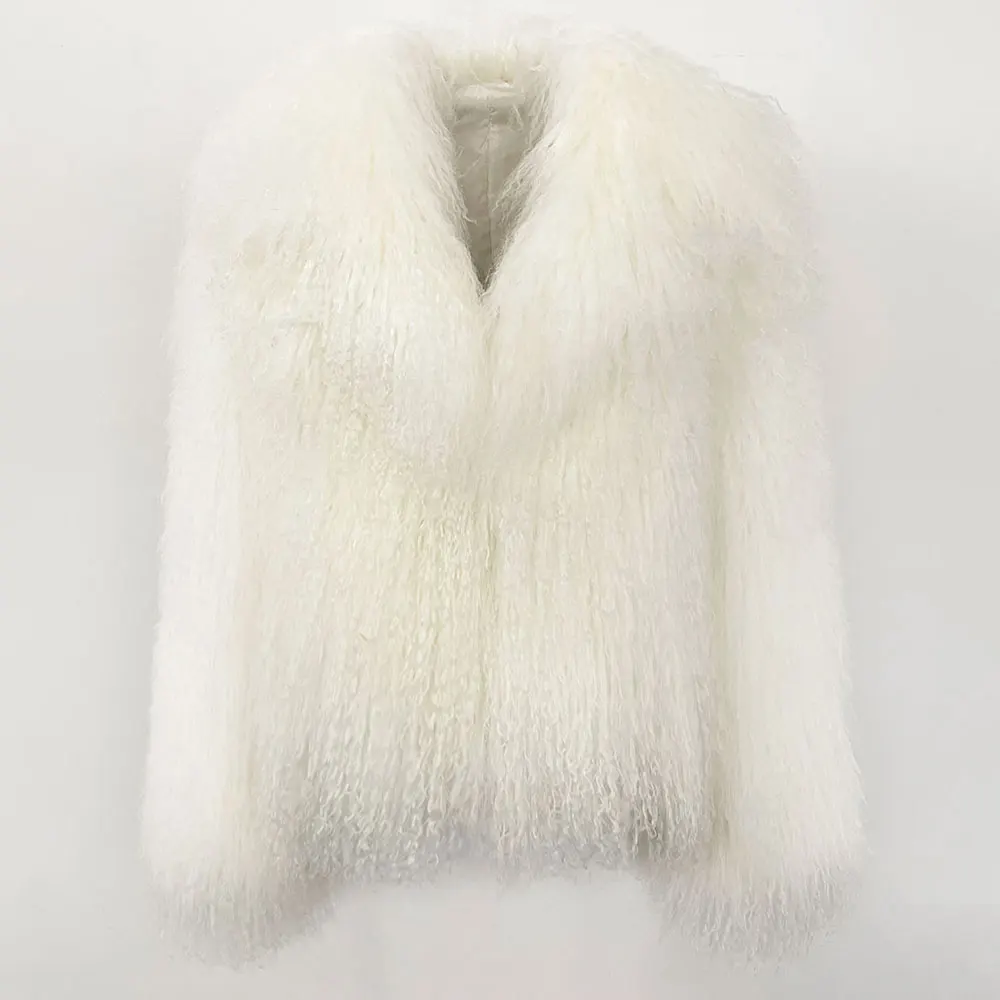 Lady Mongolian Sheep Fur Coats Winter Thick Warm Crop Jacket Natural Lamb Fur Coats Women Real Real Mongolia Sheep Fur Jackets