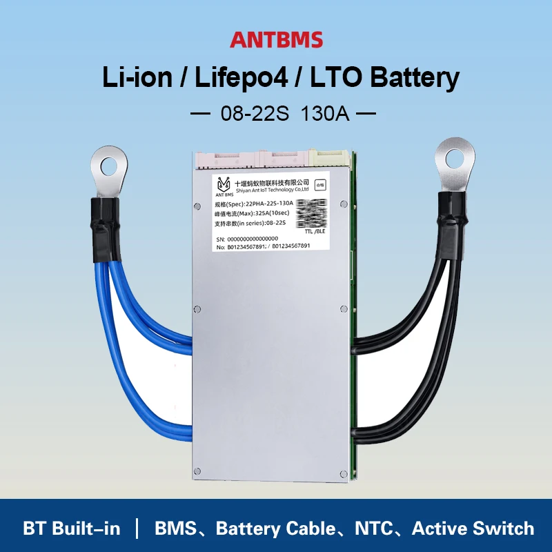 ant-smart-bms-8s-9s-10s-11s-12s-13s-14s-15s-16s-20s-21s-22s-continuous-130a-24v-36v-48v-60v-smart-balance-bt-app-lifepo4-li-ion