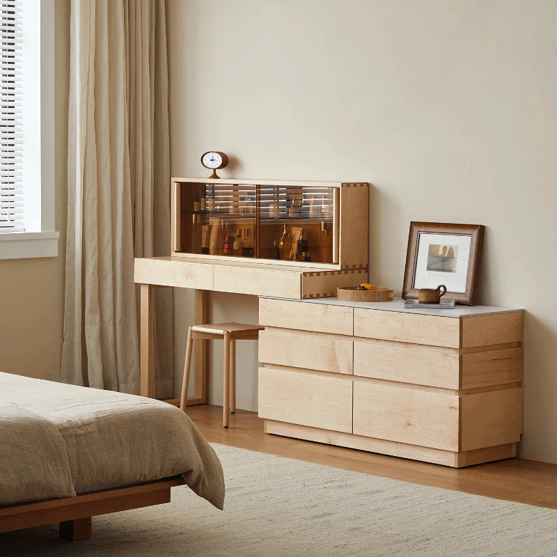 YJQ2 dresser solid wood makeup table cosmetic storage bedside table workbench