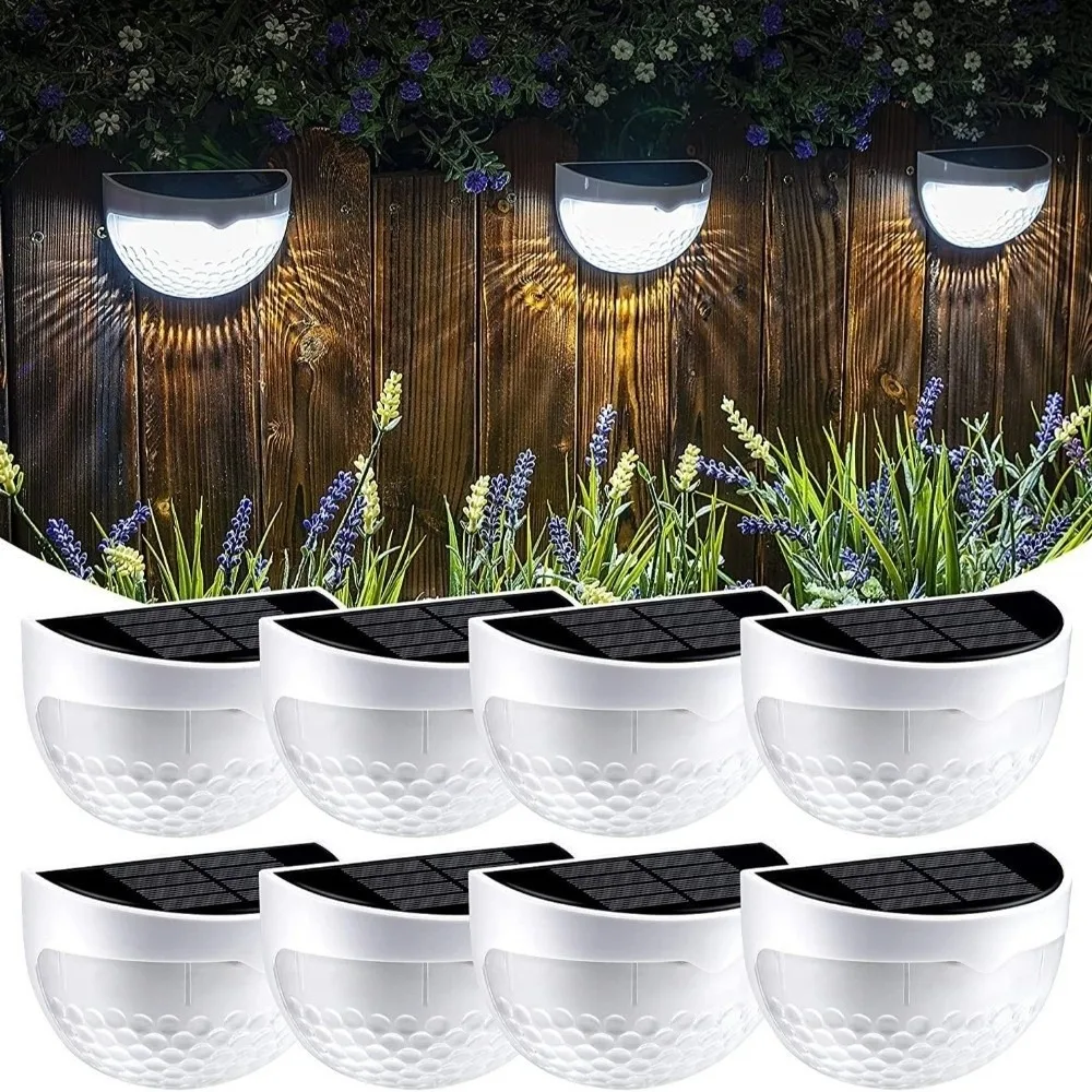 2 قطعة أضواء السياج الشمسية LED مقاوم للماء توفير الطاقة أضواء ديكور المنزل التحكم في الضوء المموج في الهواء الطلق ضوء الليل #3