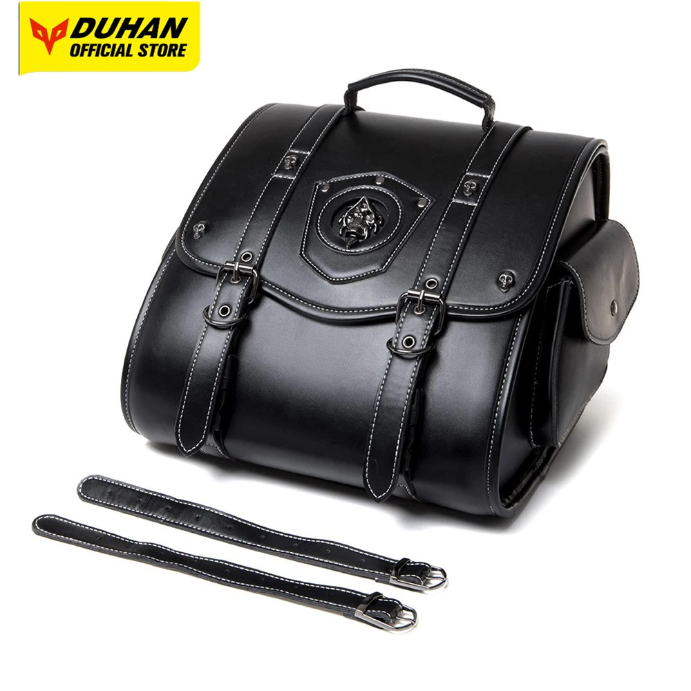 

New Retro Motorcycle Rear Seat Bag PU Leather Universal Motorbike Tail Storage Bag Splashproof Moto Back Seat Bag Storage Tool