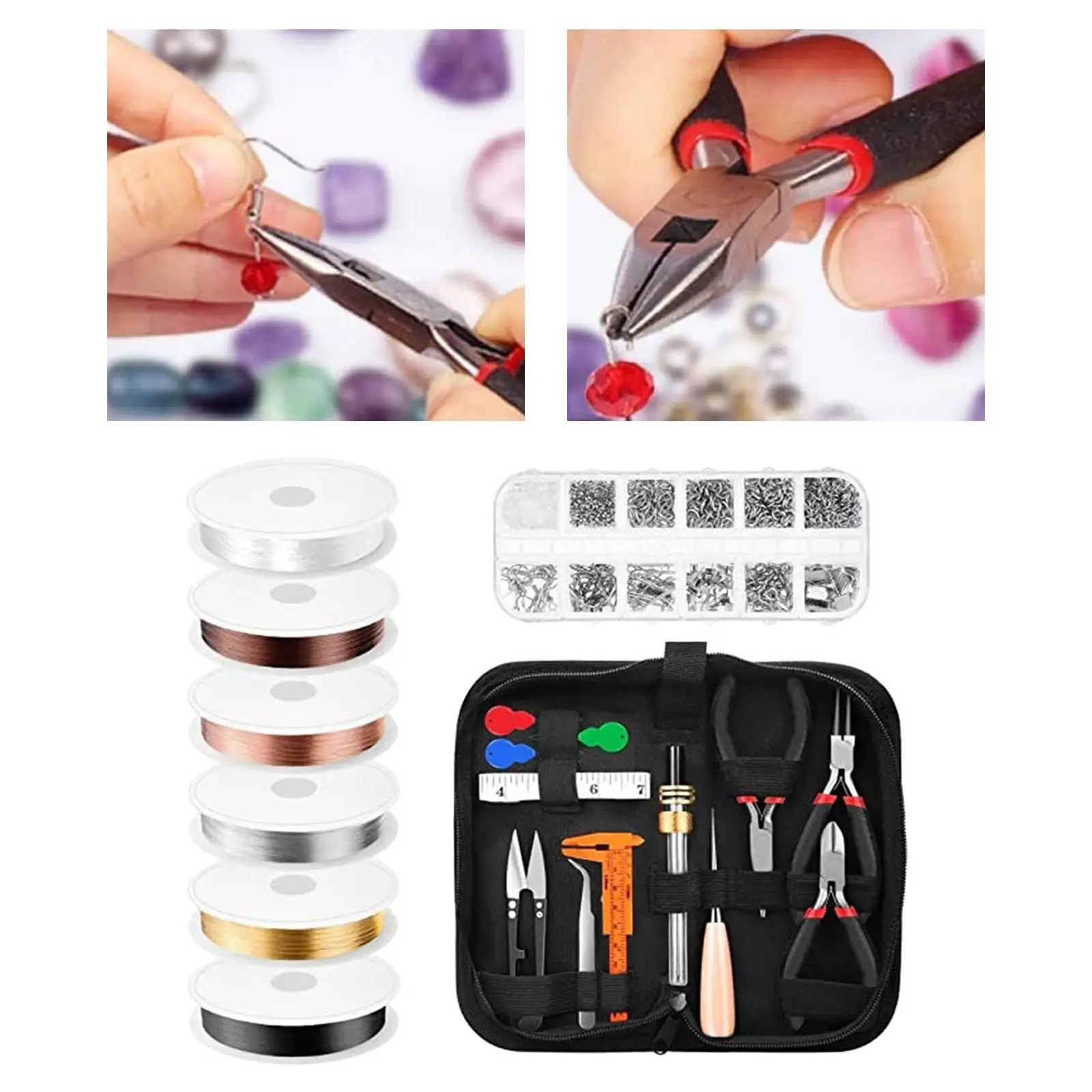 Jewelry Making Starter Kit Earrings Necklace Findings DIY Beads Plier Tools Set for Jewelry Repair and Beading